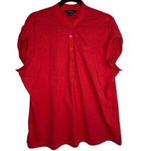 Style & Co Red Button Front Short-Sleeve Mandarin Collar Shirt 100% Cotton Sz 2X